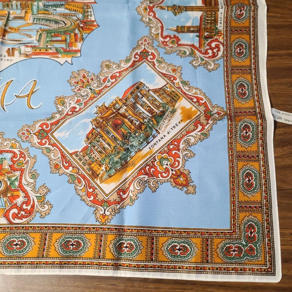 Italian Square Scarf Souvenir Rome Roma Landmarks Made In Italy Polyester - Picture 7 of 12